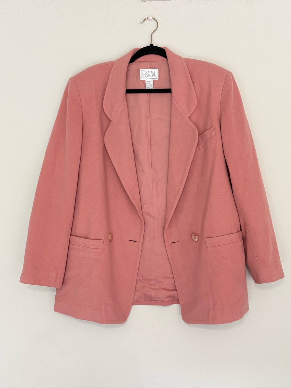 Wool & Cashmere Blend Casual Corner Rose Pink Blazer Jacket